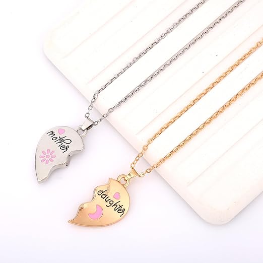 Heart Bond Connecting Mother children Necklaces