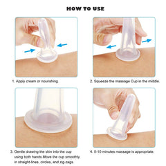 4 Pcs Silicone Facial Cupping Set Vacuum Massage Cup Kit Natural Silicone Facial Massage Cup Anti-Aging Beauty Tool