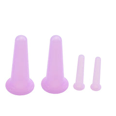 4 Pcs Silicone Facial Cupping Set Vacuum Massage Cup Kit Natural Silicone Facial Massage Cup Anti-Aging Beauty Tool