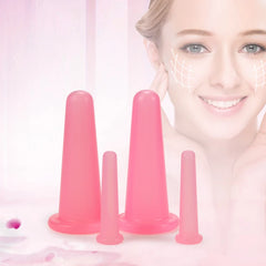 4 Pcs Silicone Facial Cupping Set Vacuum Massage Cup Kit Natural Silicone Facial Massage Cup Anti-Aging Beauty Tool