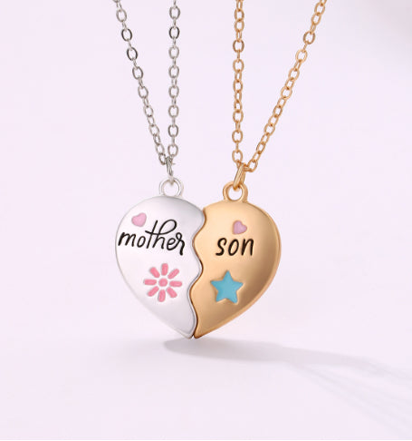 Heart Bond Connecting Mother children Necklaces