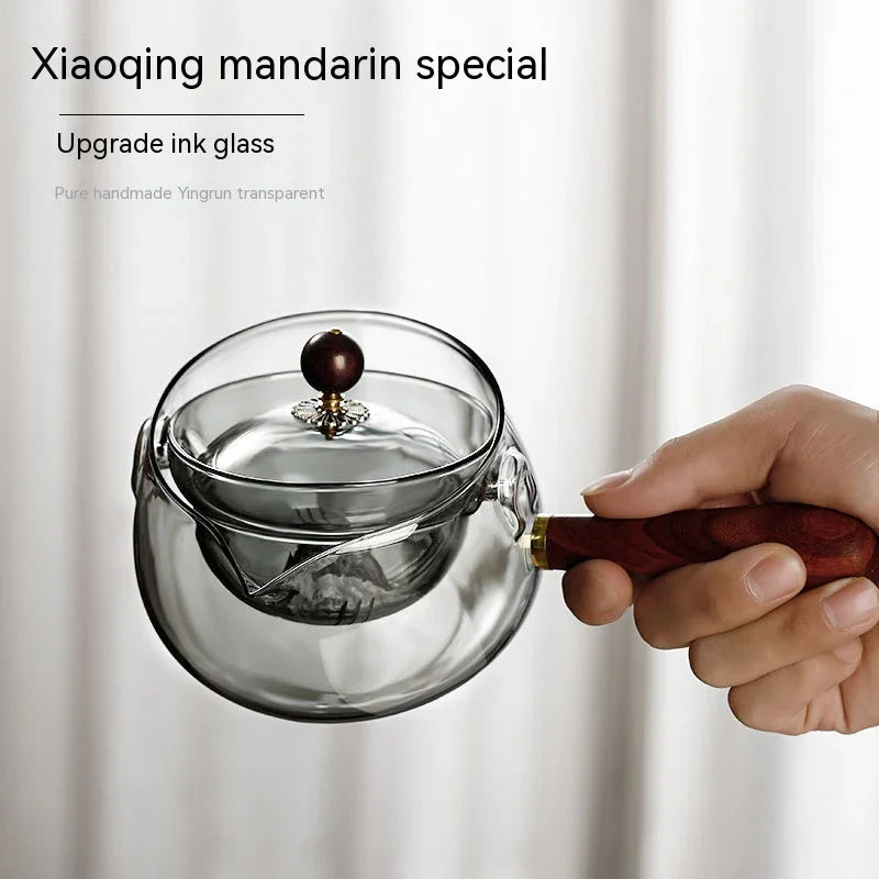 Redtrinket™ Semi automatic Rotary Heat resistant Glass Teapot