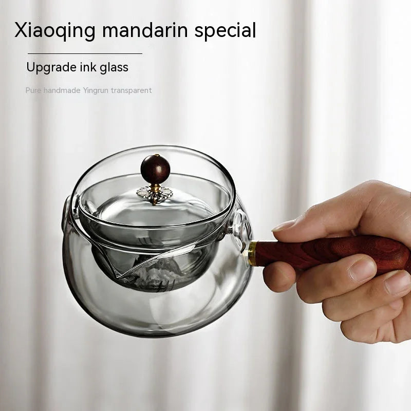 Redtrinket™ Semi automatic Rotary Heat resistant Glass Teapot