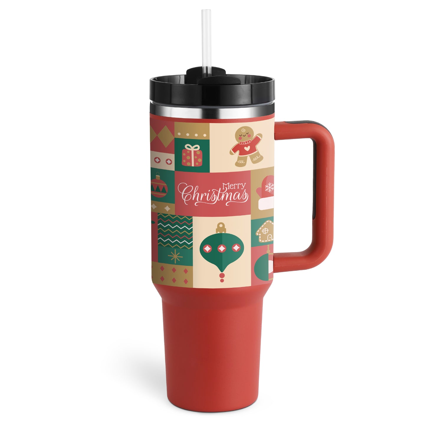 Redtrinket™ 40oz Insulated Tumbler with Handle & Straw