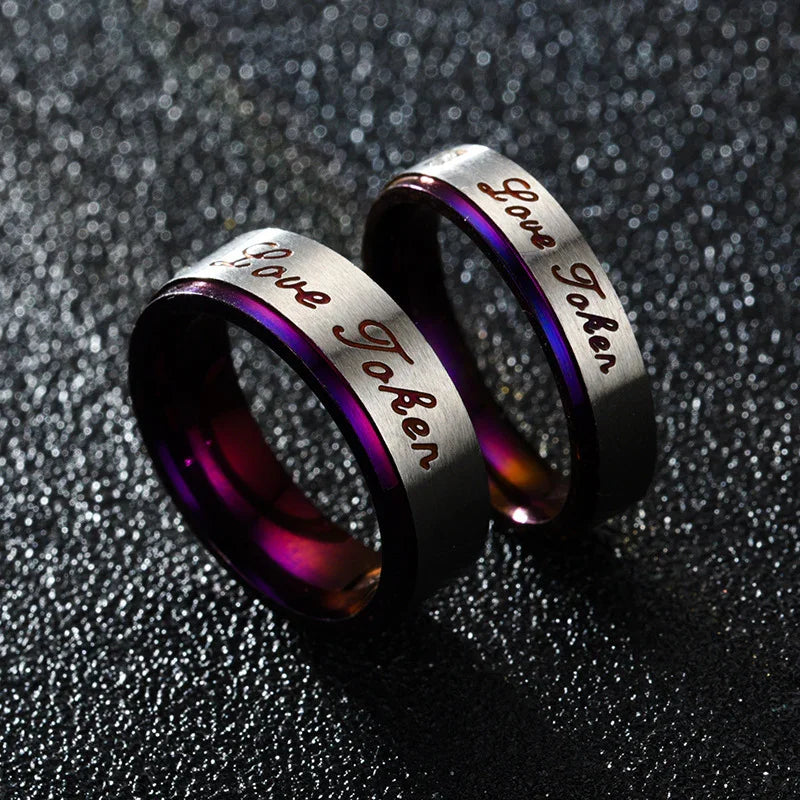 Redtrinket™ Purple Love Design Titanium Steel Couple Rings