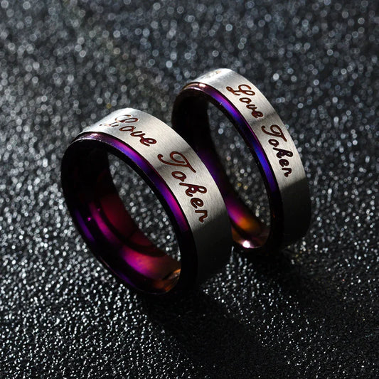 Redtrinket™ Purple Love Design Titanium Steel Couple Rings