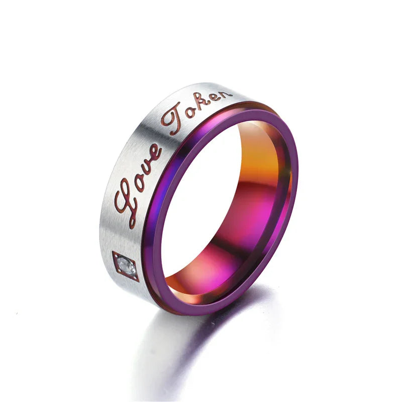 Redtrinket™ Purple Love Design Titanium Steel Couple Rings