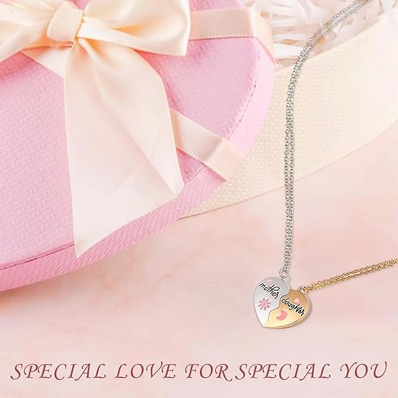 Heart Bond Connecting Mother children Necklaces