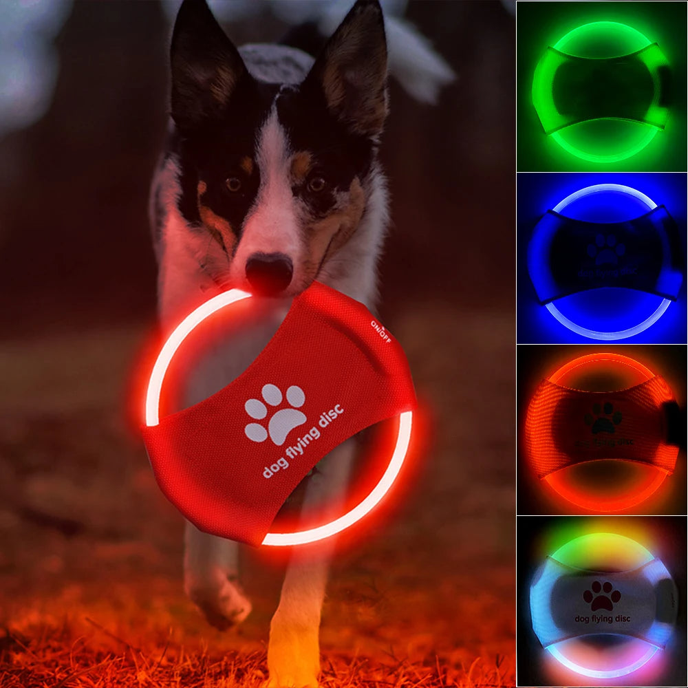 Dog Flying Discs Light Glowing LED Luminous Training Interactive Toys