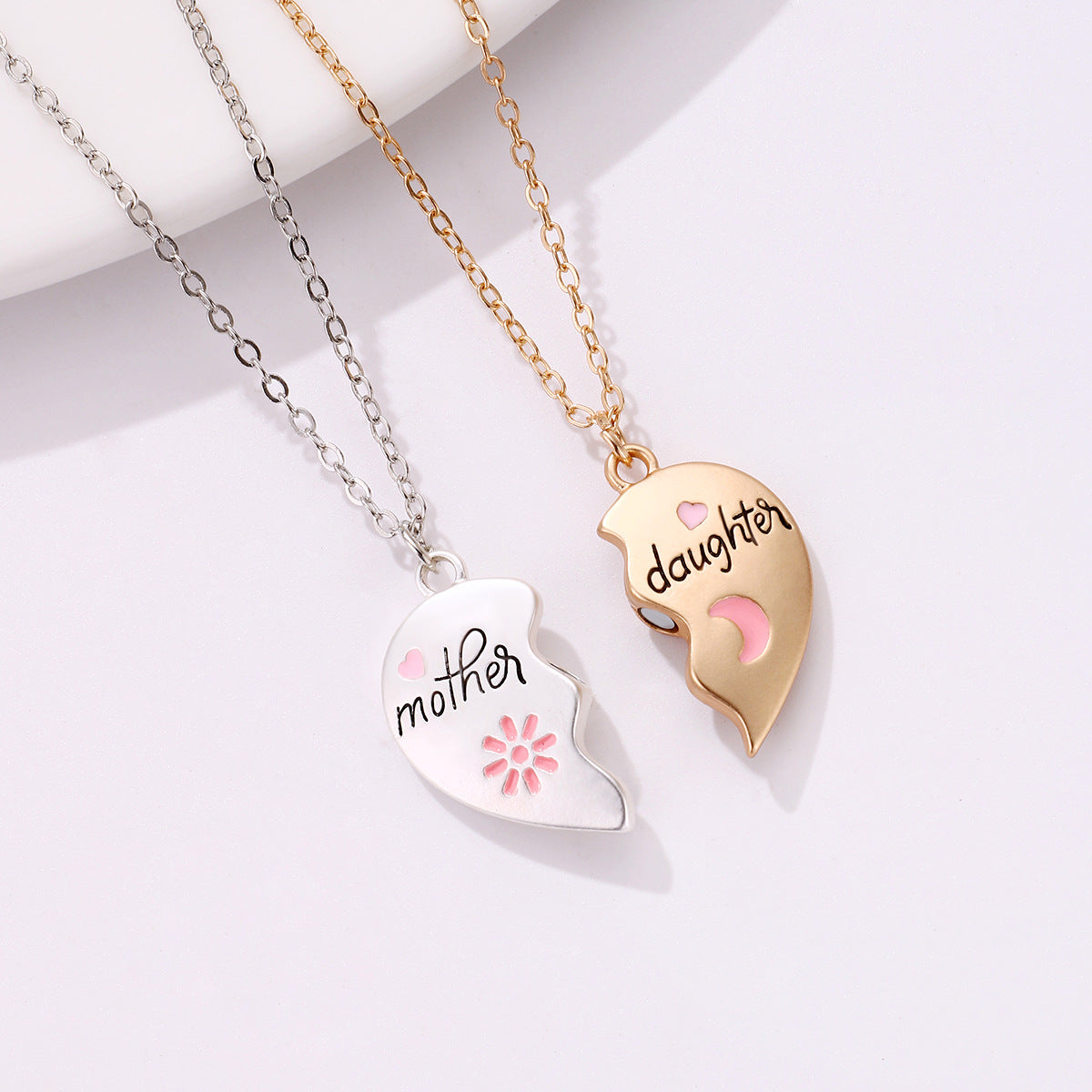 Heart Bond Connecting Mother children Necklaces