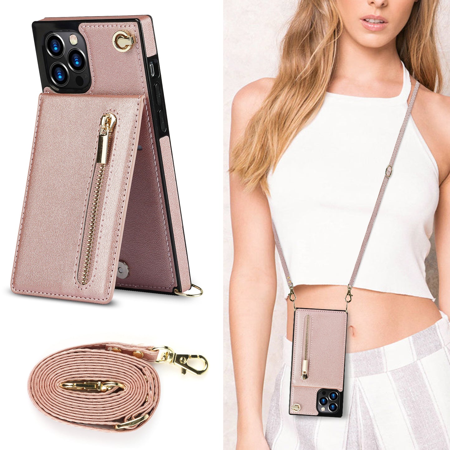 Redtrinket™ Zipper Phone Case Crossbody Wallet with Strap