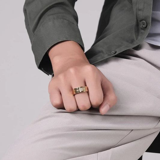 Redtrinket™ Yellow Gold Titanium Steel Men's Wedding Band