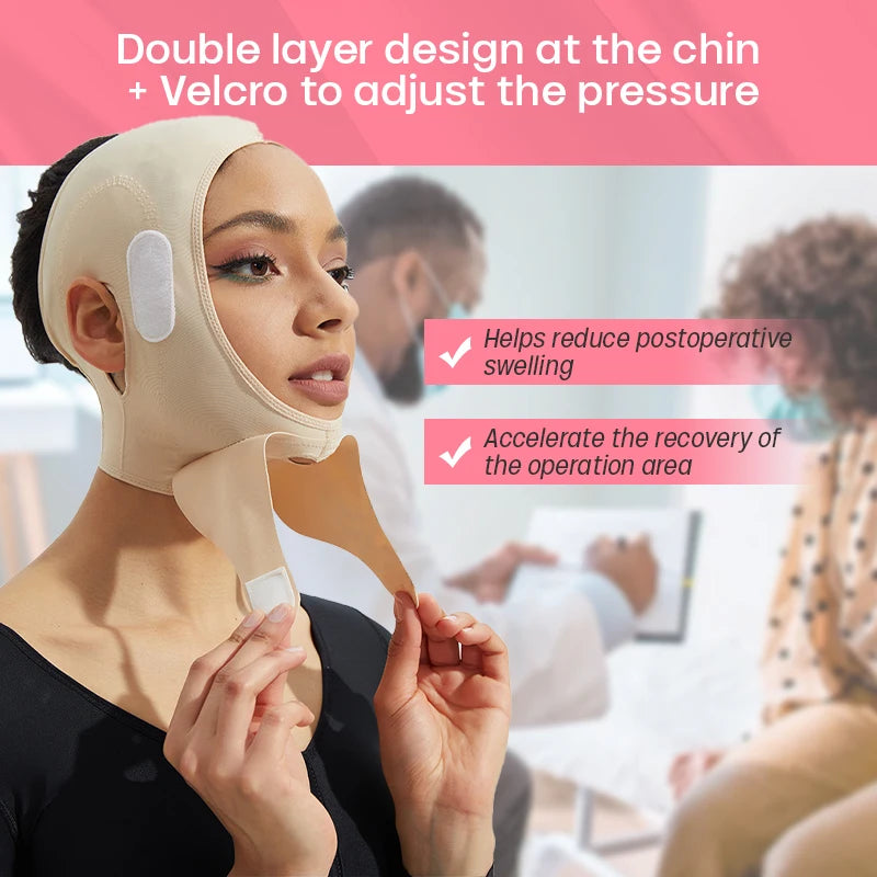 Adjustable Velcro Double Chin Reducer Face Lifting Belt Double Layer Cutout Design At The Chin Shaper Straps