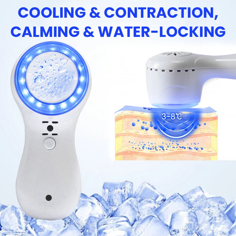 Skin Cooling Cold Hammer Machine Cold Compress Blue Photon Skincooler Facial Reduce Swelling Shrink Pore Ice Cooler Calming Care