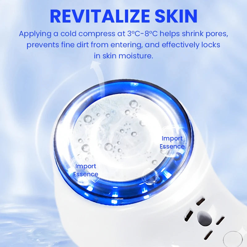 Skin Cooling Cold Hammer Machine Cold Compress Blue Photon Skincooler Facial Reduce Swelling Shrink Pore Ice Cooler Calming Care