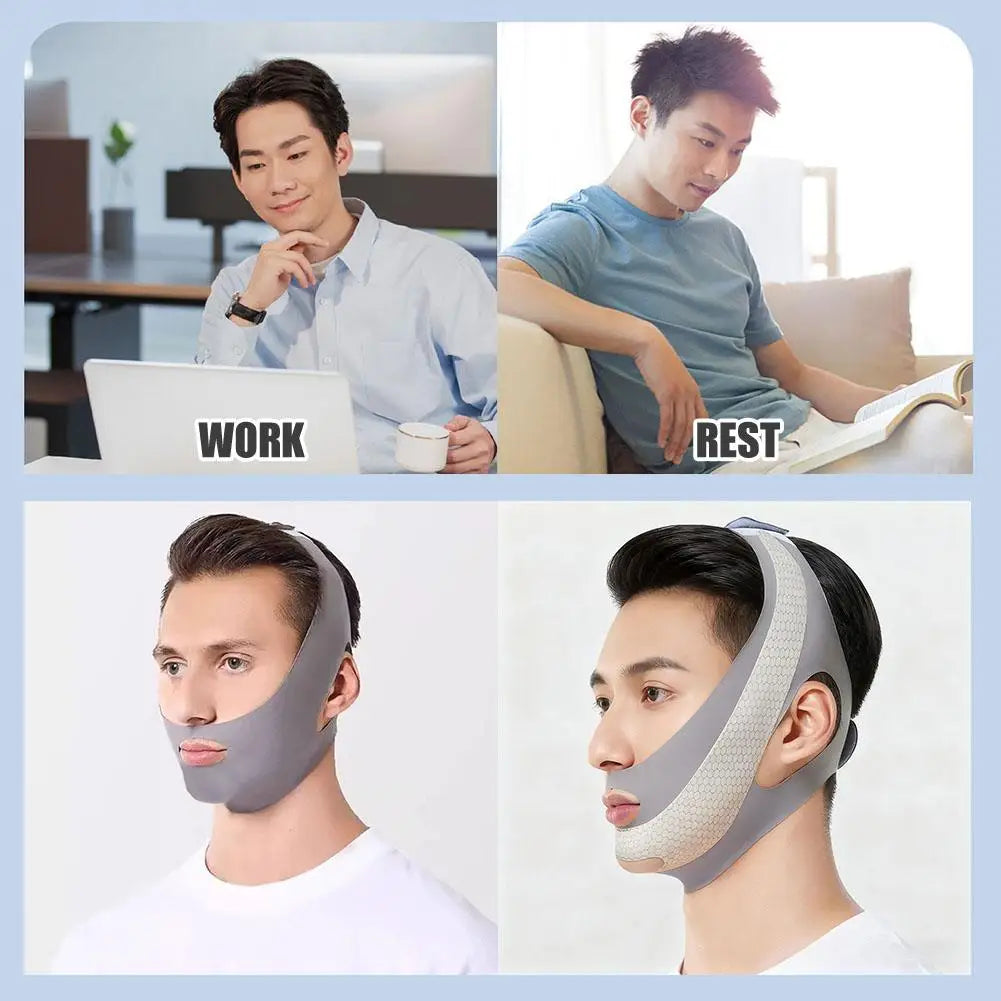 Men's V-Lift Face Slimming Band Sleep Mask Double Chin Removal Anti Wrinkle Breathable Bandage Facial Tightening Strap
