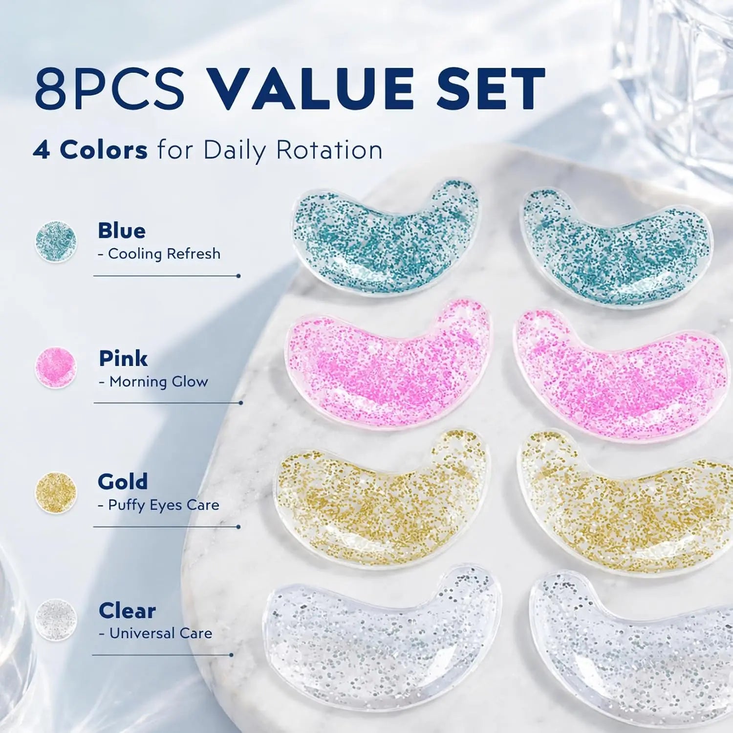 Reusable Under Eye Patches 2-8PCS Hot & Cold Gel Eye Pads Ice Pack for Puffy Eyes Cooling Patches  Eye Care Tools Night Routine