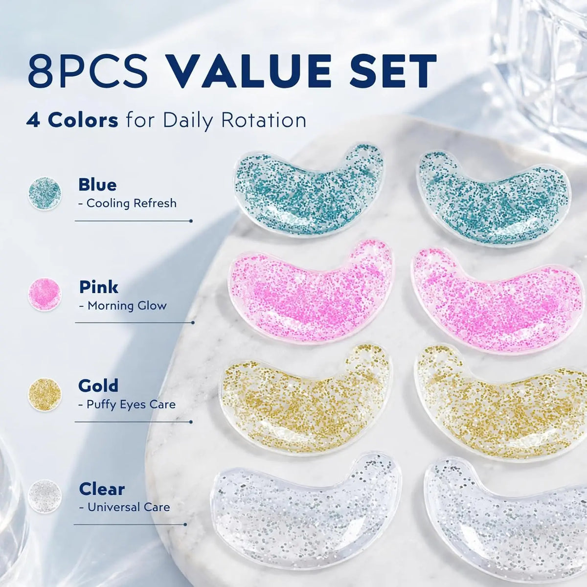 Reusable Under Eye Patches 2-8PCS Hot & Cold Gel Eye Pads Ice Pack for Puffy Eyes Cooling Patches  Eye Care Tools Night Routine