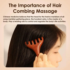 Natural Sandalwood Five-Claw Scalp Massager Gua Sha Tool Back Scratcher Spa Handheld Meridian Massage Comb Hair Care
