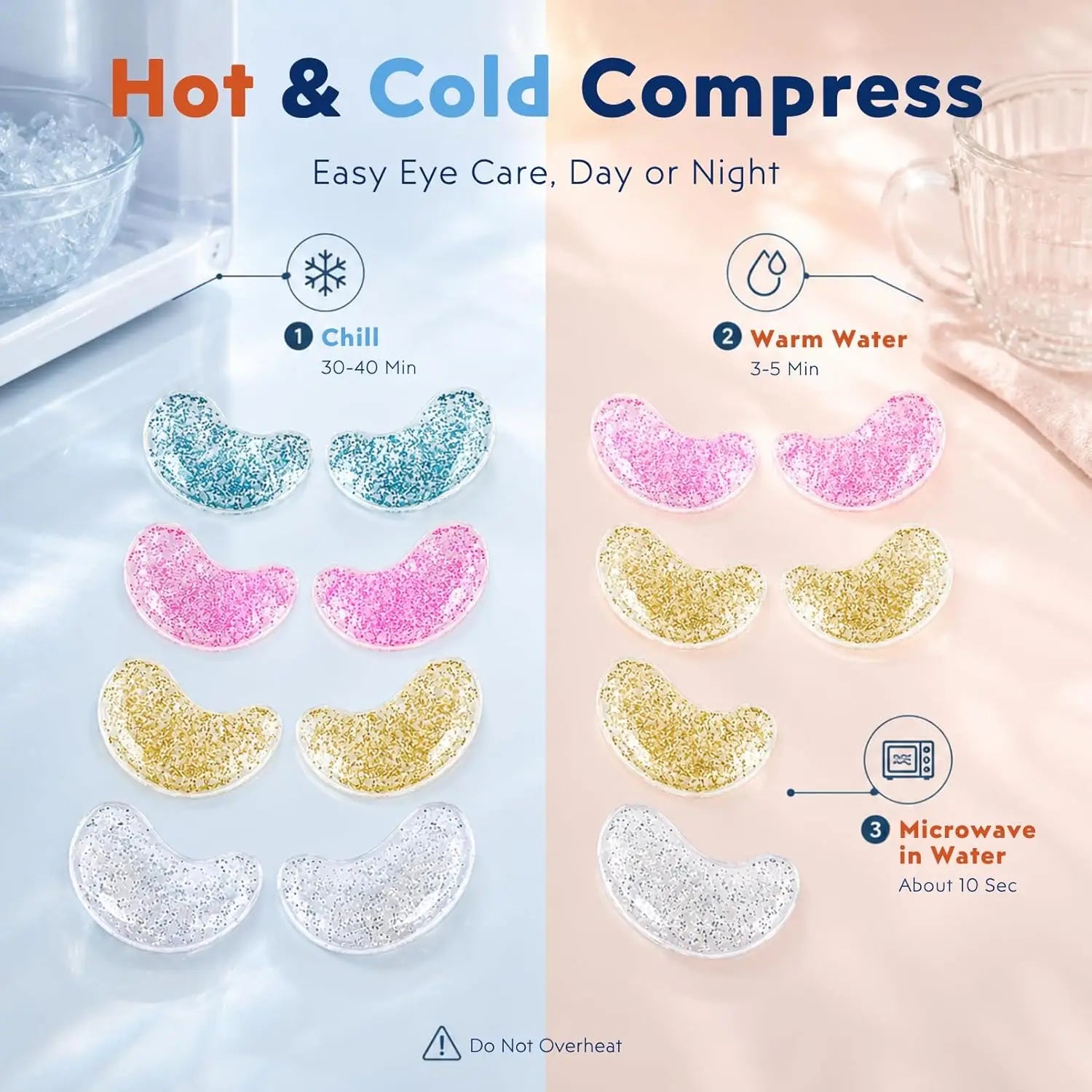 Reusable Under Eye Patches 2-8PCS Hot & Cold Gel Eye Pads Ice Pack for Puffy Eyes Cooling Patches  Eye Care Tools Night Routine