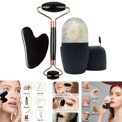 1/2/3pcs Ice Face Roller Set Facial Roller Gua Sha Mold Cube Face Massage Lifting Contouring Skin Care Tool