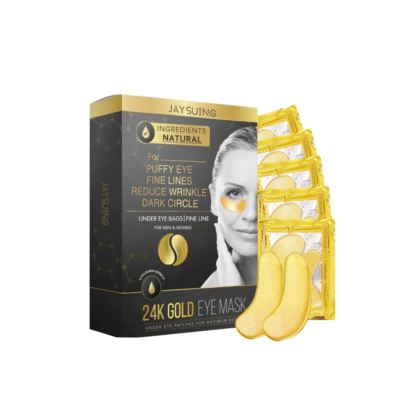 24k Gold Collagen Eye Mask Anti Wrinkle Fade Fine Line Remove Eye Bag Puffiness Dark Circles Fat Granules Moisturizing Skin Care