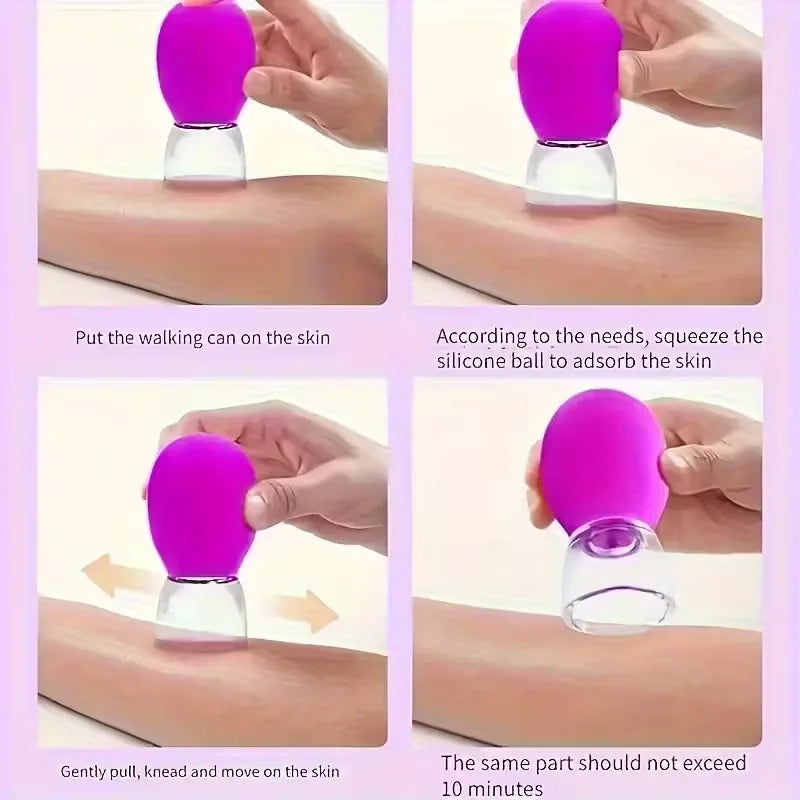 Silicone Cupping Set for Face & Body, Vacuum Suction Massager for Meridians, Nipple Corrector, Facial & Back Walking Cupper