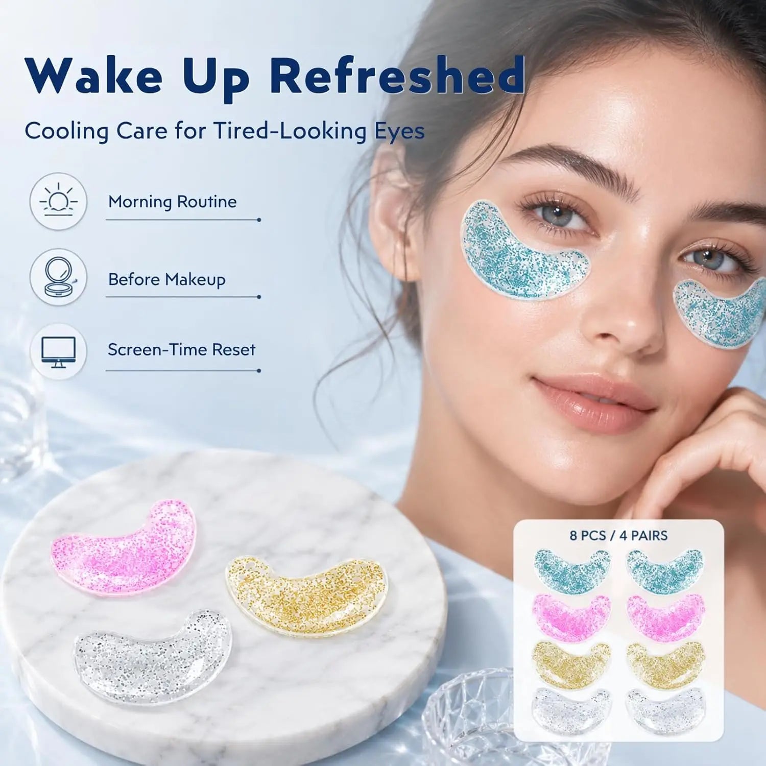 Reusable Under Eye Patches 2-8PCS Hot & Cold Gel Eye Pads Ice Pack for Puffy Eyes Cooling Patches  Eye Care Tools Night Routine