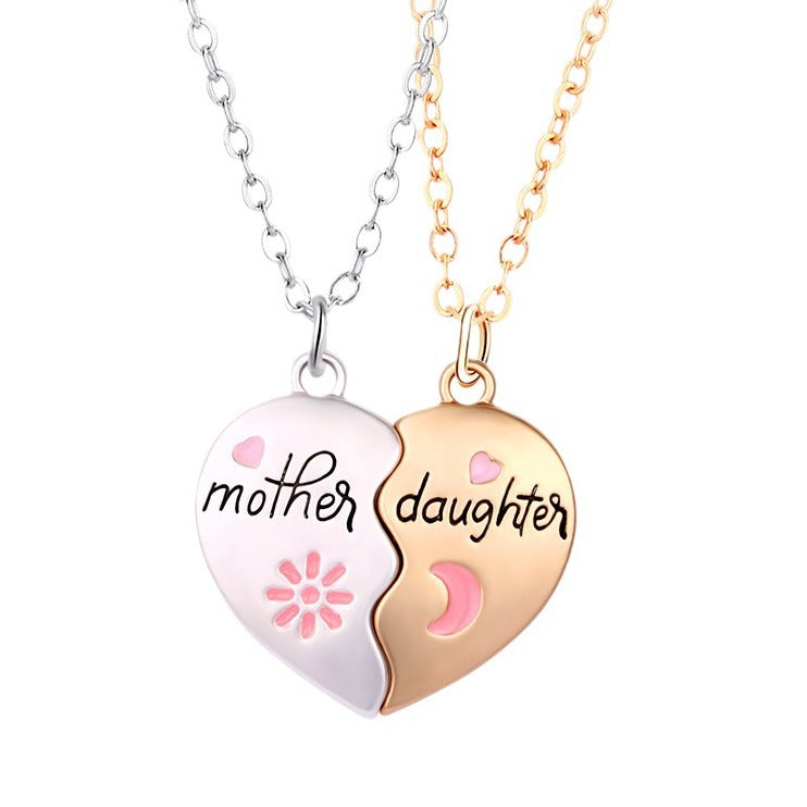 Heart Bond Connecting Mother children Necklaces