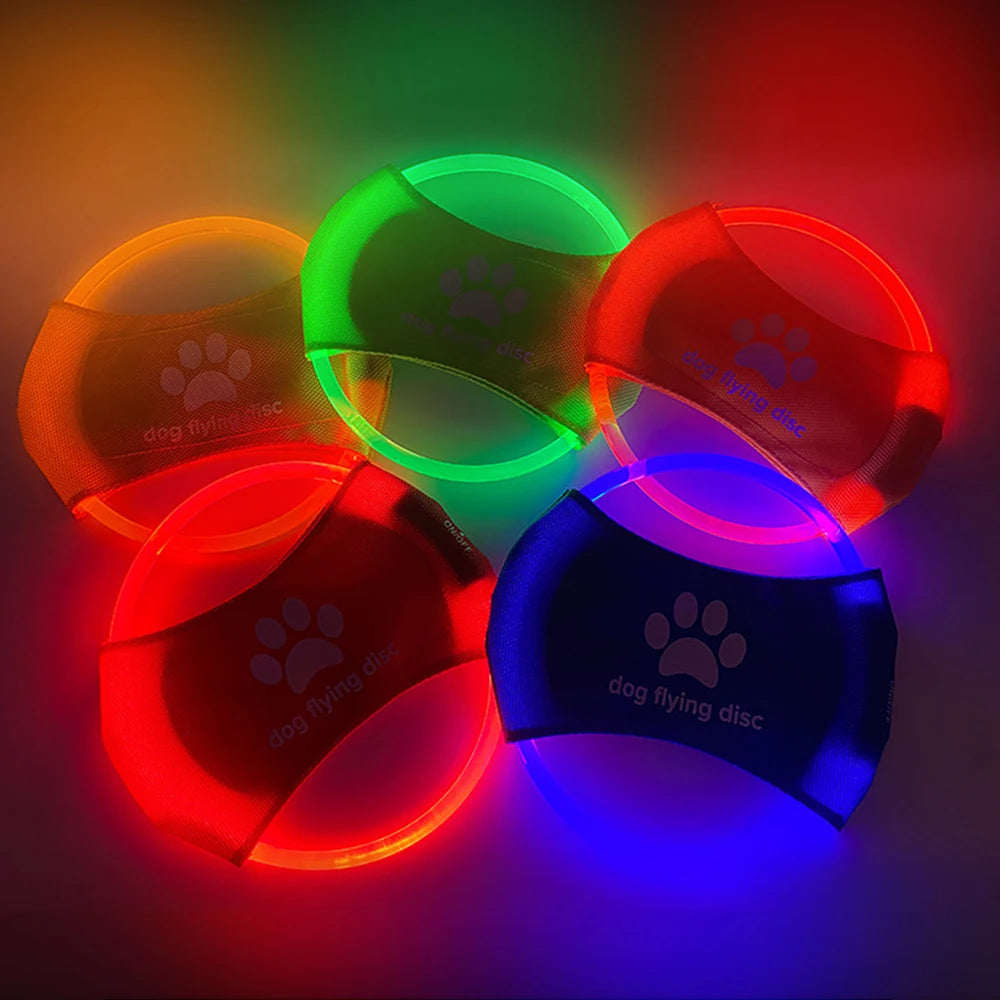 Dog Flying Discs Light Glowing LED Luminous Training Interactive Toys