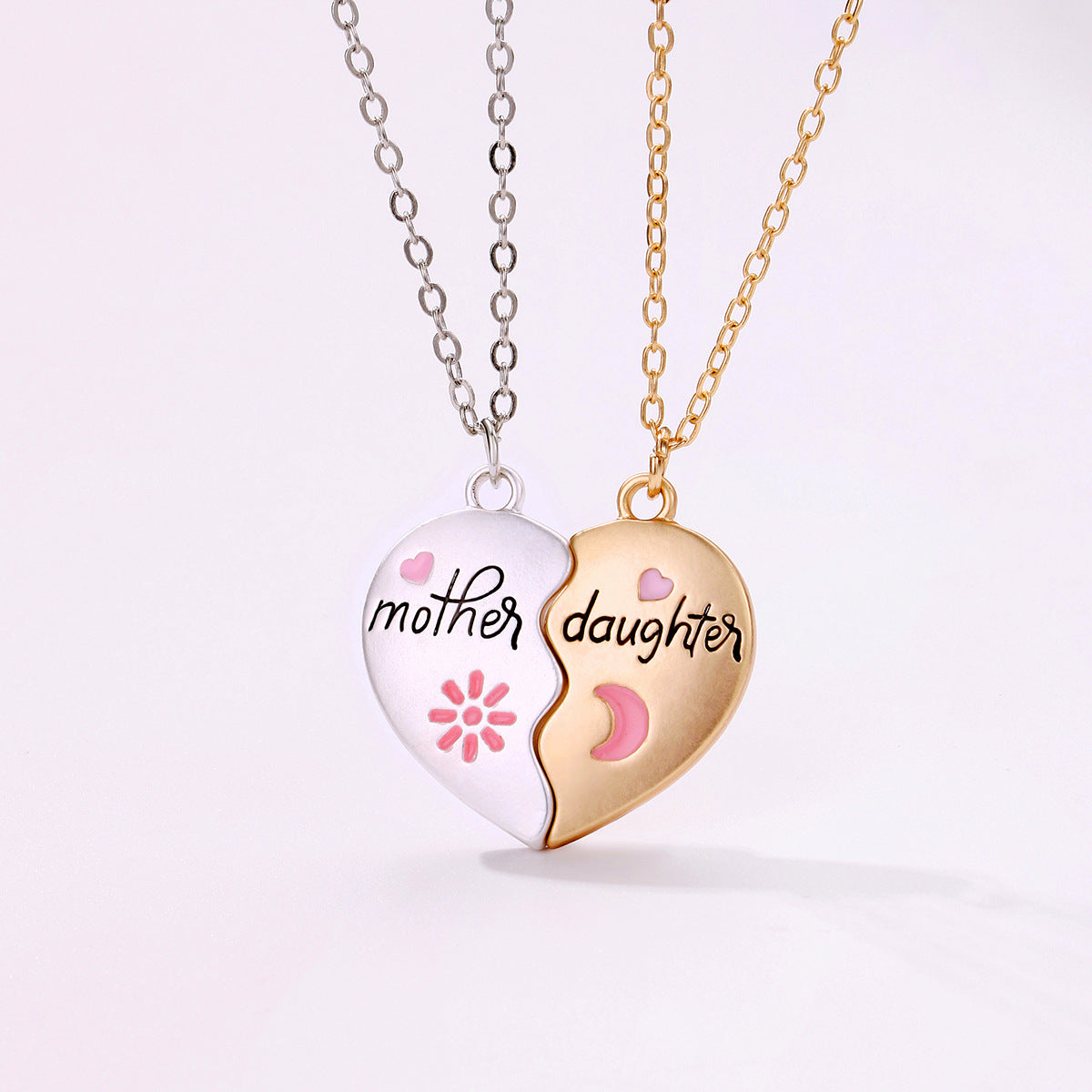 Heart Bond Connecting Mother children Necklaces