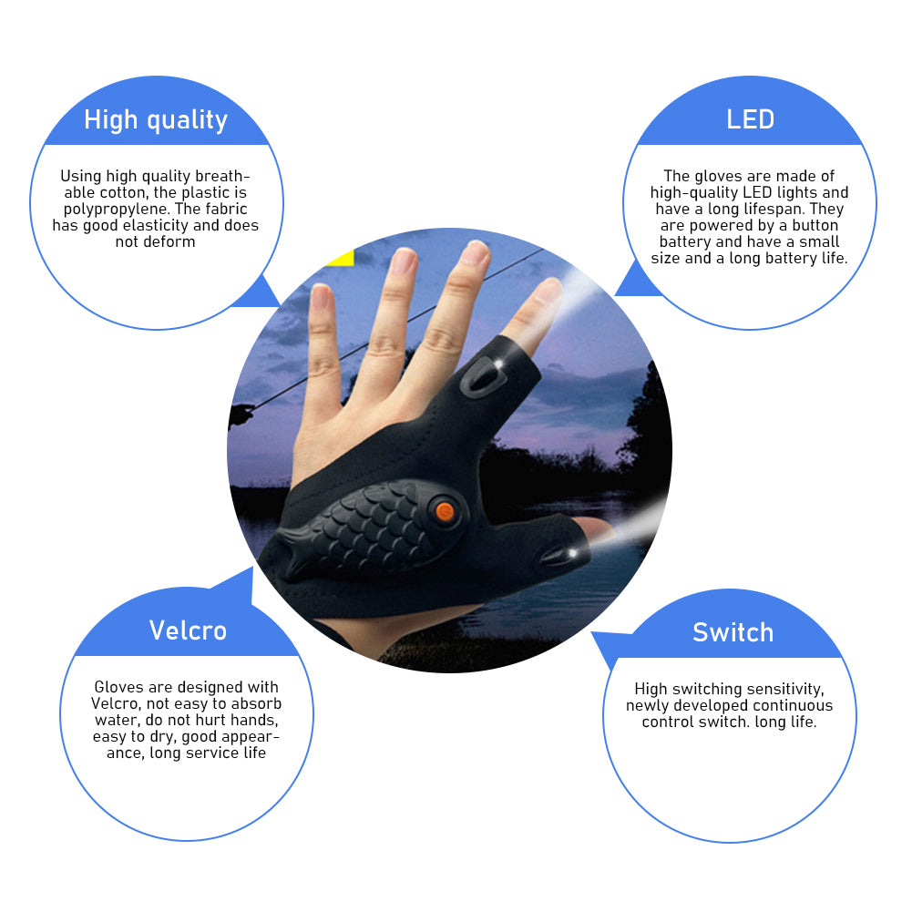 Redtrinket™ Flashlight Glow Fishing Gloves