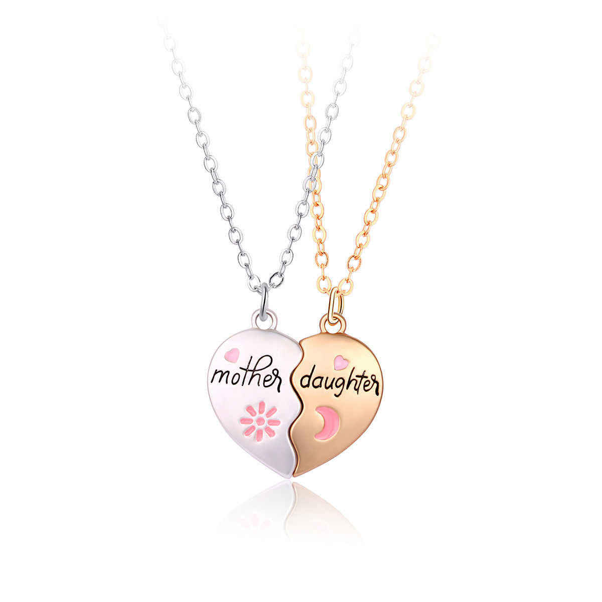 Heart Bond Connecting Mother children Necklaces