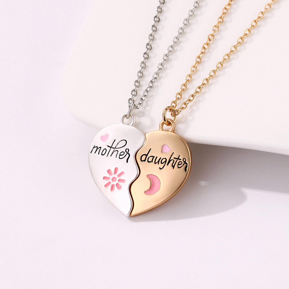 Heart Bond Connecting Mother children Necklaces