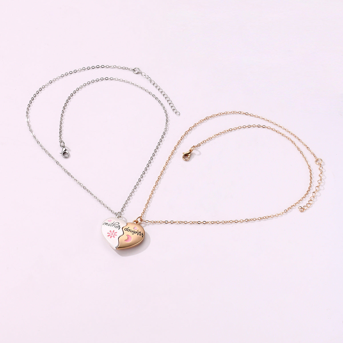 Heart Bond Connecting Mother children Necklaces